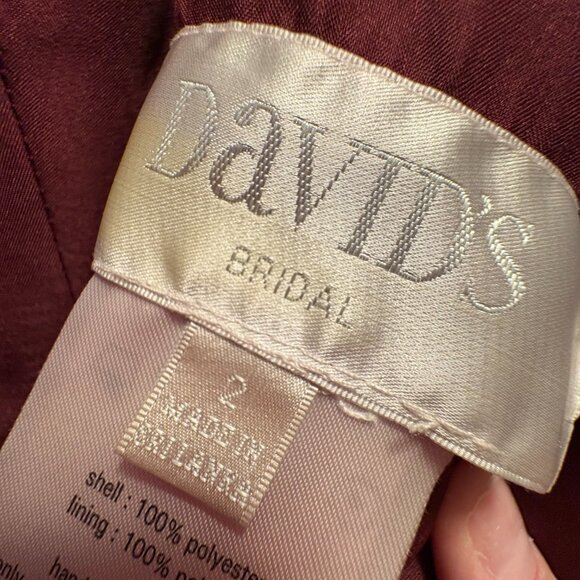 David's Bridal Bridesmaid Dress - STYLE: #YSF20065 - Color: Wine - Size 2 - Picture 2 of 7